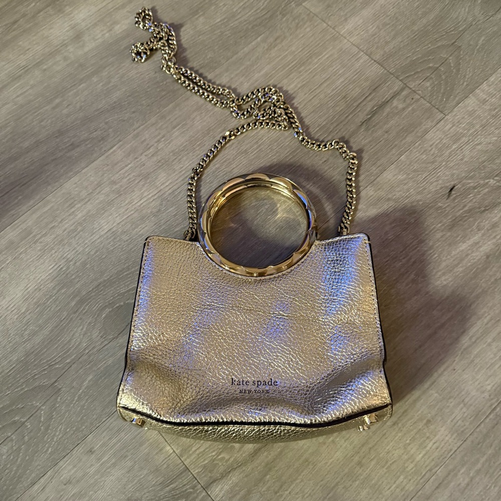 Kate Spade Metallic Gold Clutch with Chain